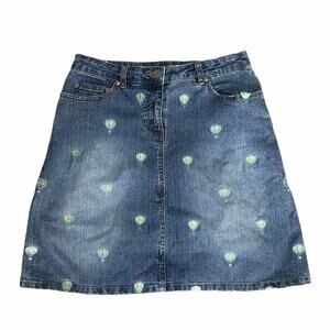 Lilly Pulitzer Vintage Denim Embroidered Skirt Size 2